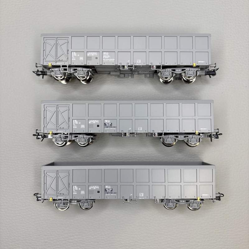 3 wagons tombereaux type Fas, livrée grise, SNCF  - ROCO 6600203