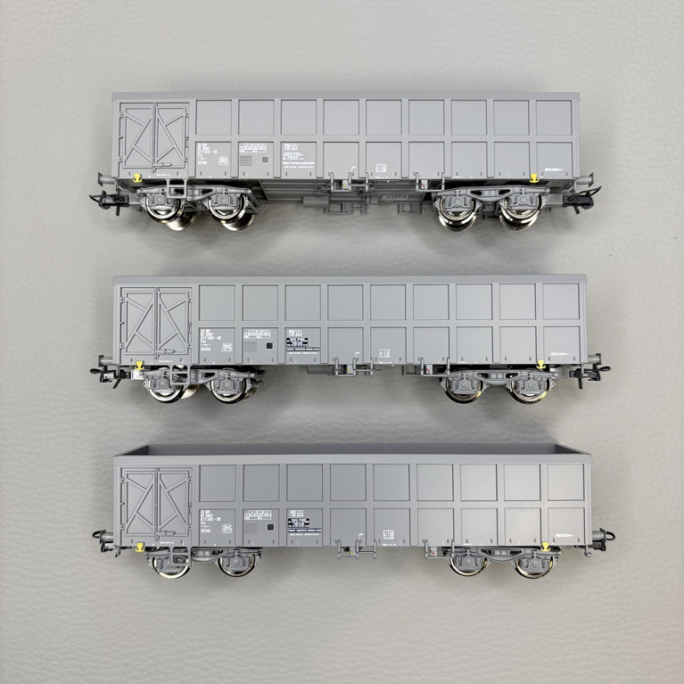 3 wagons tombereaux type Fas, livrée grise, SNCF  - ROCO 6600203