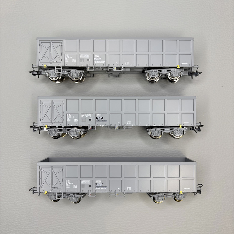 3 wagons tombereaux type Fas, livrée grise, SNCF  - ROCO 6600203