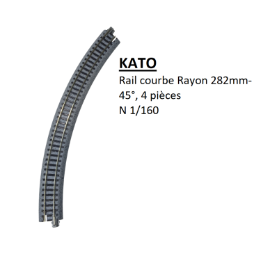 Rail courbe R 282-45°, 4 pièces - KATO 20-110 - N 1/160