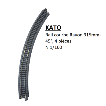 Rail courbe R 315-45°, 4 pièces - KATO 20-120 - N 1/160