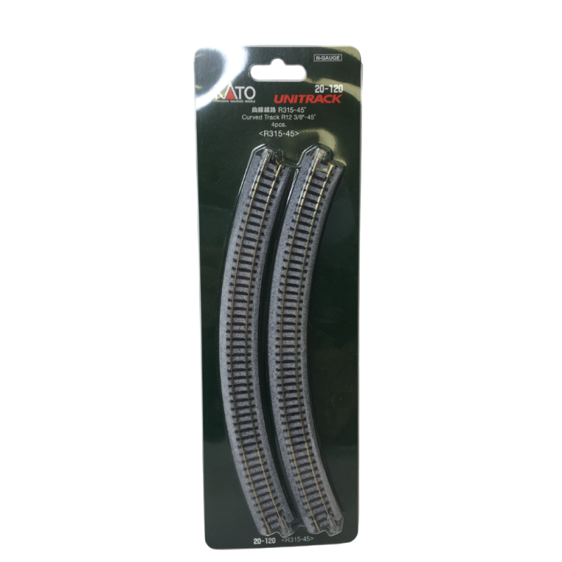 Rail courbe R 315-45°, 4 pièces - KATO 20-120 - N 1/160