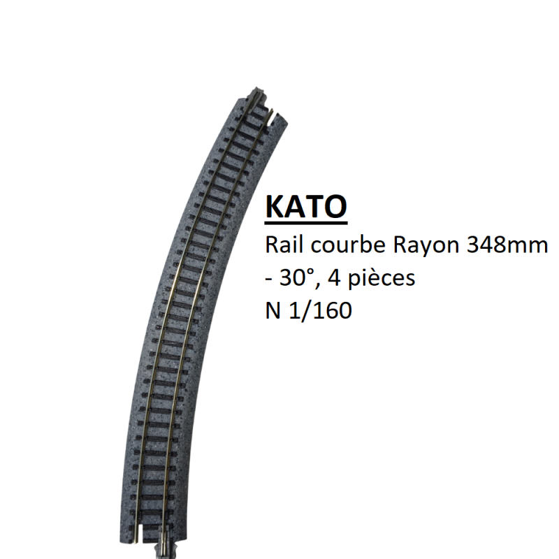 Rail courbe R 348-30°, 4 pièces - KATO 20-130 - N 1/160 Rail courbe R 348-30°, 4 pièces - KATO 20-130 - N 1/160