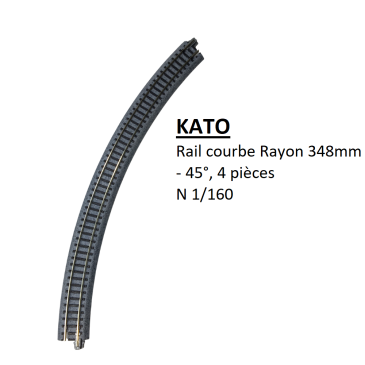 Rail courbe R 348-45°, 4 pièces - KATO 20-132 - N 1/160