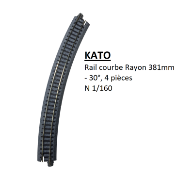 Rail courbe R 381-30°, 4 pièces - KATO 20-140 - N 1/160