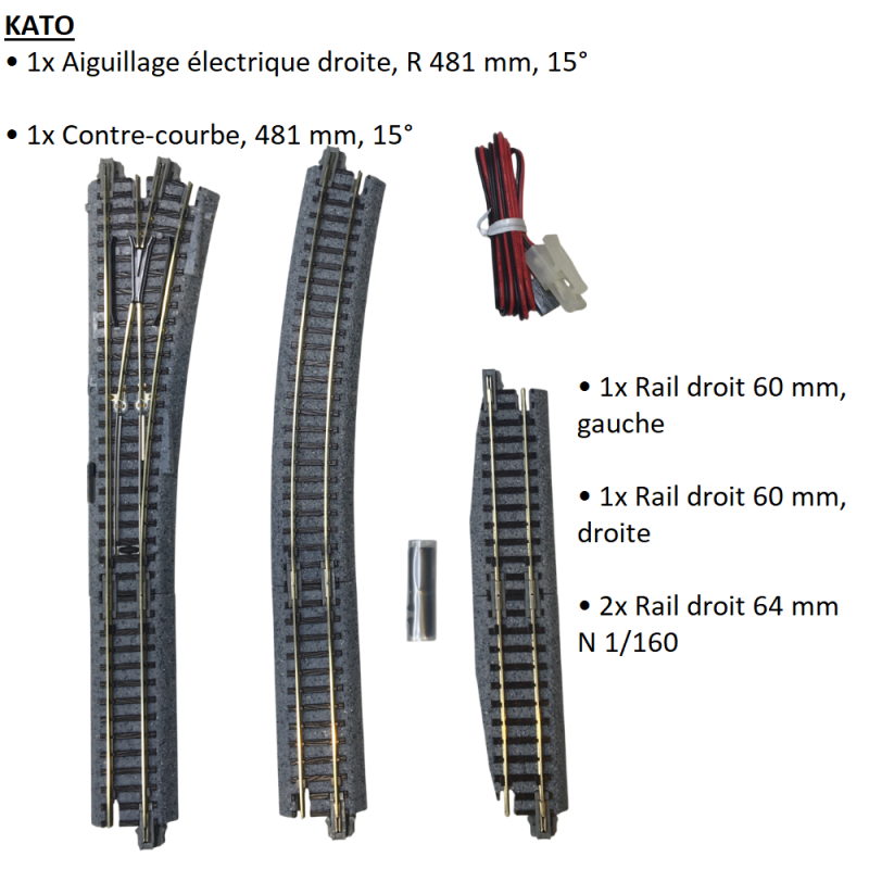 Interrupteur électrique droite 15° - KATO 20-221 - N 1/160 Interrupteur électrique droite 15° - KATO 20-221 - N 1/160
