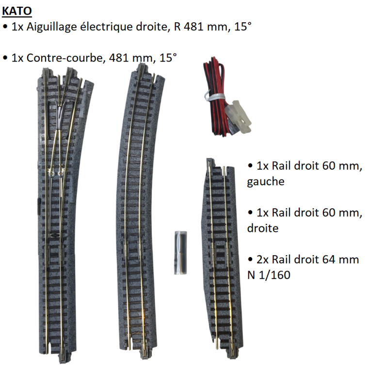 Interrupteur électrique droite 15° - KATO 20-221 - N 1/160 Interrupteur électrique droite 15° - KATO 20-221 - N 1/160