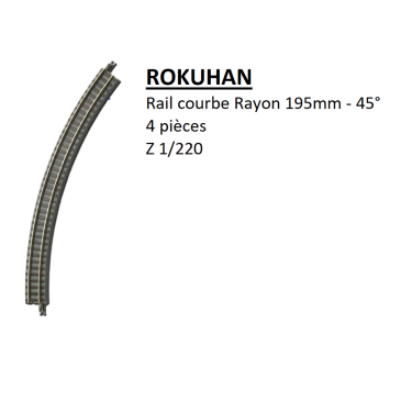 Rail courbe R 195-45°, 4 pièces - ROKUHAN 7297002 - Z 1/220