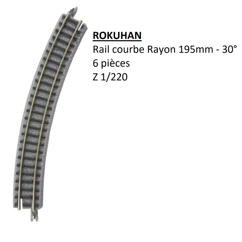 Rail courbe R 195-30°, R032, 6 pièces - ROKUHAN 7297032 - Z 1/220