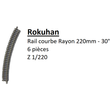 Rail courbe R 220-30°, R033, 6 pièces - ROKUHAN 7297033 - Z 1/220