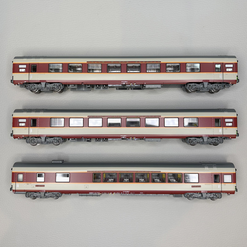 3 voitures grand confort "Aquitaine", SNCF - LSMODELS 40081DC- HO 1/87