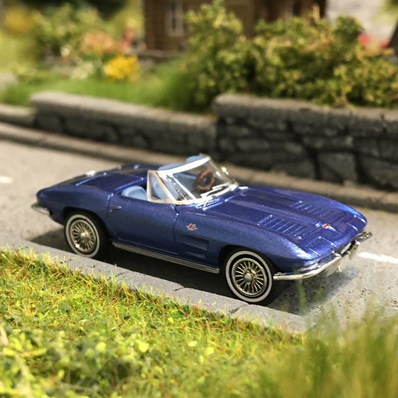 Chevrolet Corvette C2, cabriolet, bleu métallisé, 1962 - BREKINA 18028 - HO 1/87