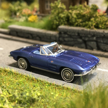 Chevrolet Corvette C2, cabriolet, bleu métallisé, 1962 - BREKINA 18028 - HO 1/87