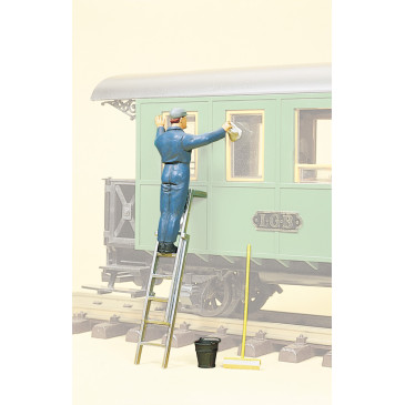 Nettoyeur de wagon - PREISER 45505 - G 1/22.5