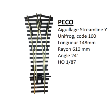 Aiguillage Streamline Y, Unifrog, code 100 - PECO SL-U97 - HO 1/87