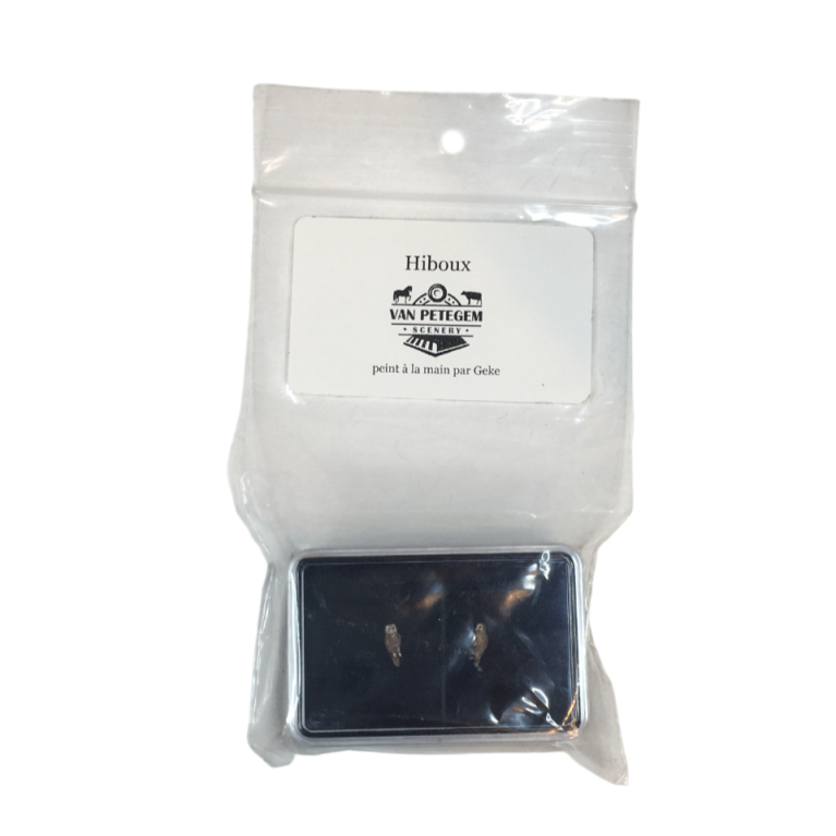 2 Hiboux peint à la main par Geke - Van Petegem Scenary H0K32 - HO 1/87