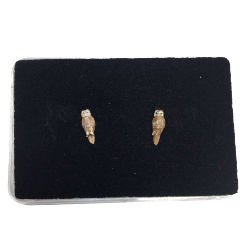 2 Hiboux peint à la main par Geke - Van Petegem Scenary H0K32 - HO 1/87