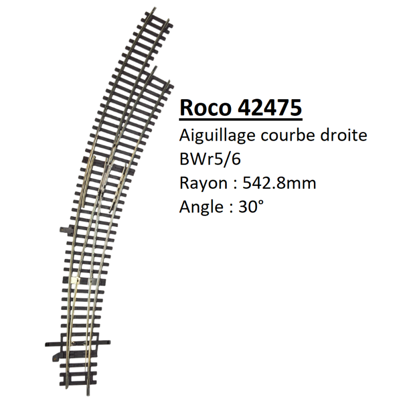 Aiguillage Courbe droite, BWr5/6 - ROCO 42475 - HO 1/87