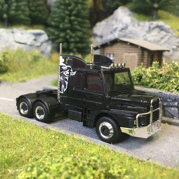 Tracteur routier Scania Hauber 142, 3 essieux 6x4, noir, 1984  - HERPA 319416 - HO 1/87