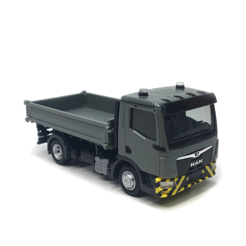 MAN TGM CC benne basculante tridirectionne, gris/jaune - HERPA 319577 - HO 1/87