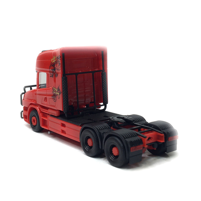 Tracteur routier Scania Hauber 04 Topline, 3 essieux 6x4, rouge, 1984  - HERPA 319423 - HO 1/87