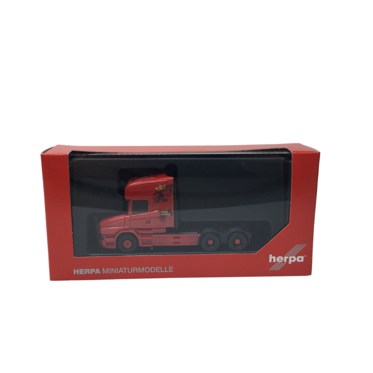 Tracteur routier Scania Hauber 04 Topline, 3 essieux 6x4, rouge, 1984  - HERPA 319423 - HO 1/87