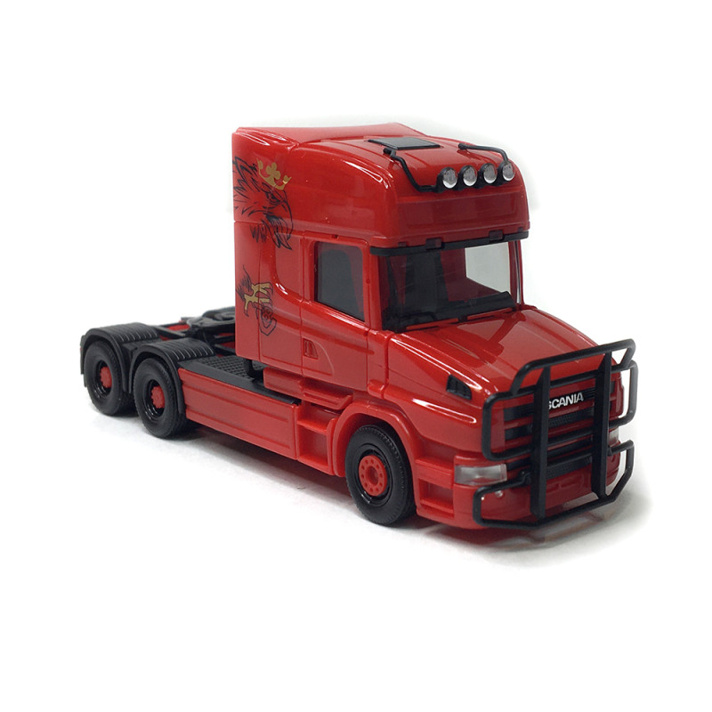 Tracteur routier Scania Hauber 04 Topline, 3 essieux 6x4, rouge, 1984  - HERPA 319423 - HO 1/87