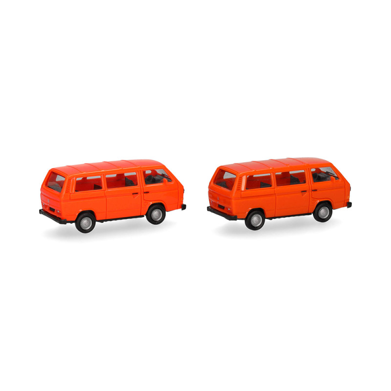MiniKit Volkswagen T3 Bus, rouge et orange, 2 pièces - HERPA 013093-006 - HO 1/87