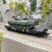Wagon plat Rlmmps, transport lourd, avec char Leopard 1A1, DB, Ep. IV - MARKLIN 48876 - HO 1/87