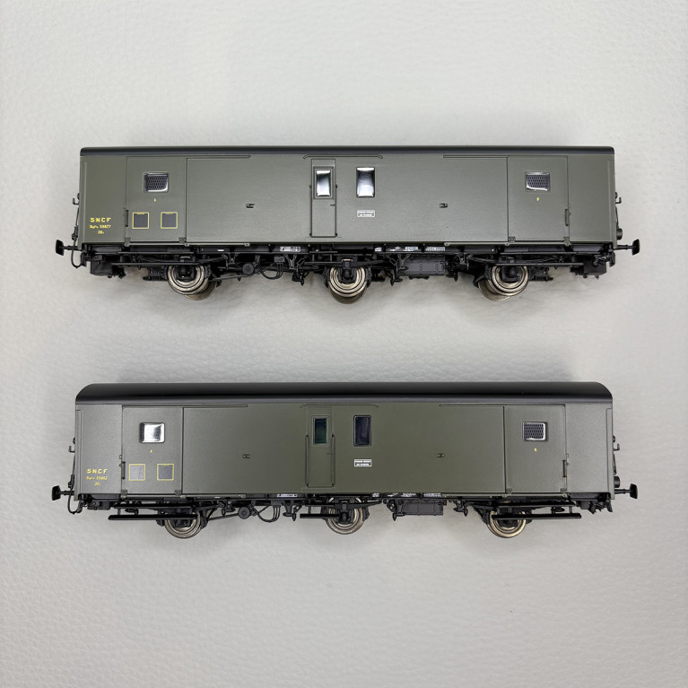 LSMODELS MW102 - 2 fourgons Dqd²m, marquage 1950, toit noir, feux de fin de convoi, SNCF