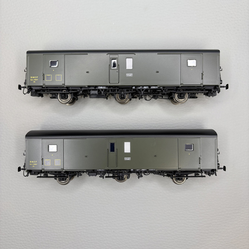 LSMODELS MW102 - 2 fourgons Dqd²m, marquage 1950, toit noir, feux de fin de convoi, SNCF