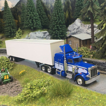 Semi remorque tôlé Peterbilt 359, bleu et blanc, 1973 - BREKINA 85716 - HO 1/87
