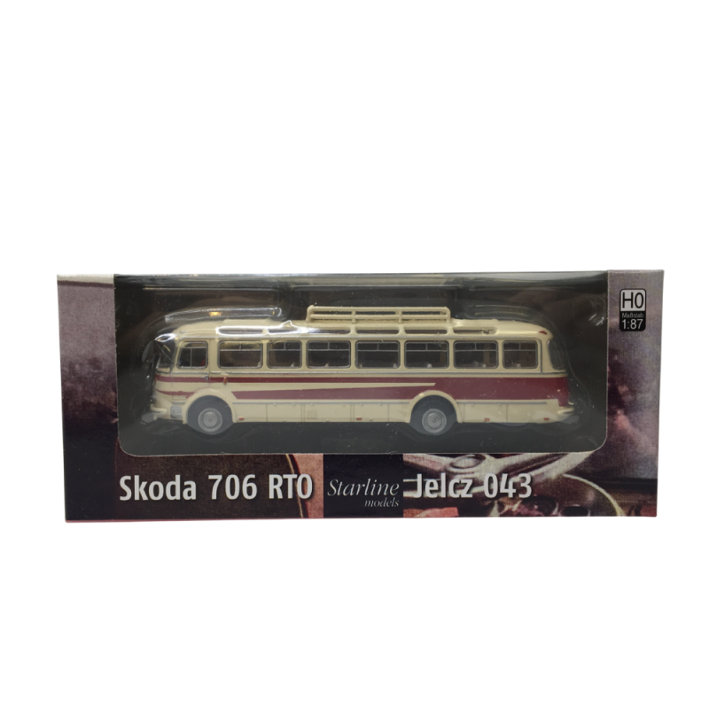 Autocar Skoda 706 RTO LUX, beige clair et rouge, 1958 - BREKINA 58235 - HO 1/87