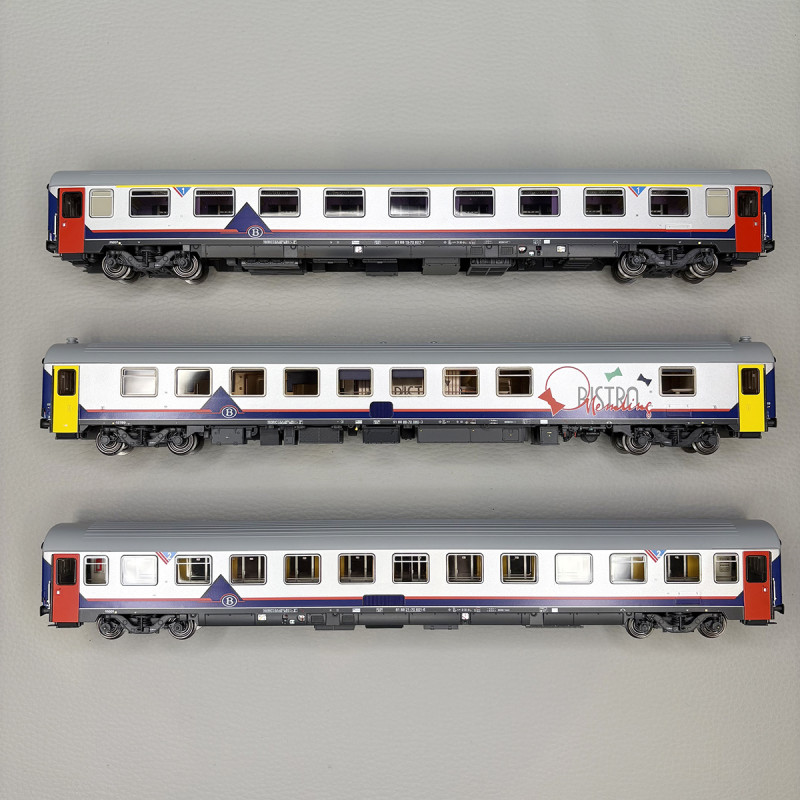 LSMODELS 42300 - 3 voitures, I6 A9, I10 Bistro et I6 B11, "livrée Memling", SNCB