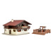 Auberge alpine avec terrasse en bois - VOLLMER 43960 - HO-1/87