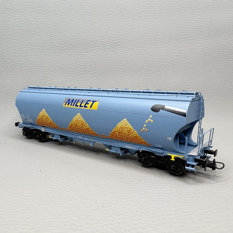 LSMODELS 30593 - Wagon trémie Tagnpps, "Nouveau logo Millet", bleu clair SNCF