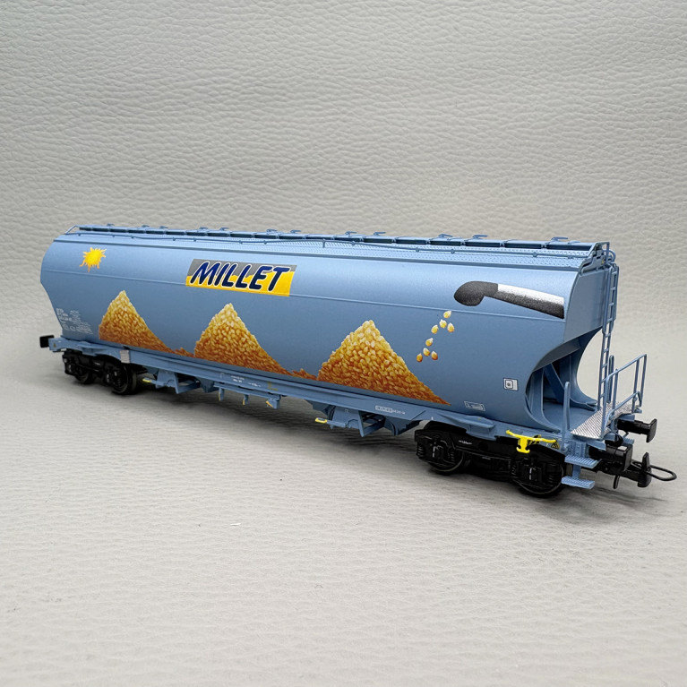 LSMODELS 30592 - Wagon trémie Tagnpps, "Nouveau logo Millet, soleil", bleu clair SNCF