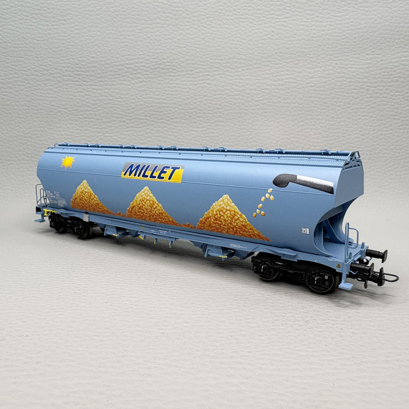 LSMODELS 30592 - Wagon trémie Tagnpps, "Nouveau logo Millet, soleil", bleu clair SNCF