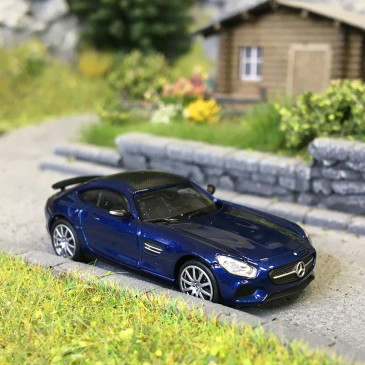 Mercedes AMG GTS, Bleu Métallisé, 2015 - MINICHAMPS 870037124 - HO 1/87