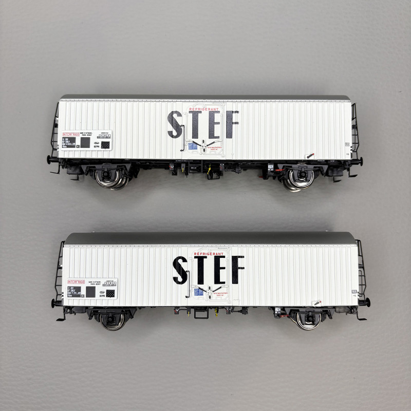 LSMODELS 30224 - 2 wagons frigorifiques type Ibes, logo STEF noir, marquage UIC, SNCF LSMODELS 30224 - 2 wagons frigorifiques type Ibes, logo STEF noir, marquage UIC, SNCF
