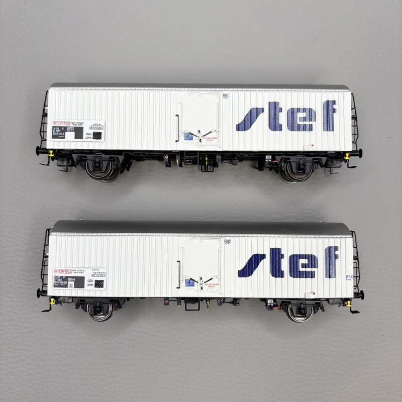 LSMODELS 30237 - 2 wagons frigorifiques type Ibes, logo STEF moderne, marquage UIC, SNCF LSMODELS 30237 - 2 wagons frigorifiques type Ibes, logo STEF moderne, marquage UIC, SNCF