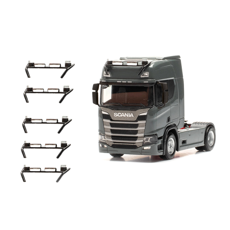 Accessoires support de lampe noir avec feux de signalisation, jeu de 6 - Herpa 054263 - HO 1/87