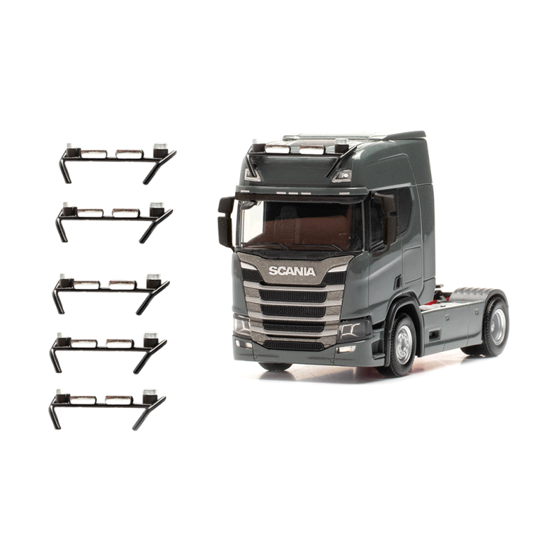 Accessoires support de lampe noir avec feux de signalisation, jeu de 6 - Herpa 054263 - HO 1/87