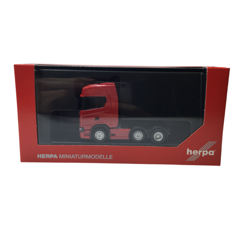Maqueta Scania CS 20 HD Herpa Miniatura De Camión Scania CS 20 HD 3 Ejes Rojo – Escala 1:87, Coleccionable Alemán De Herpa