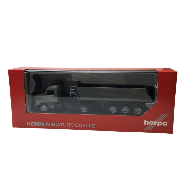Semi-remorque benne Scania Hauber, gris - HERPA 319713 - HO 1/87