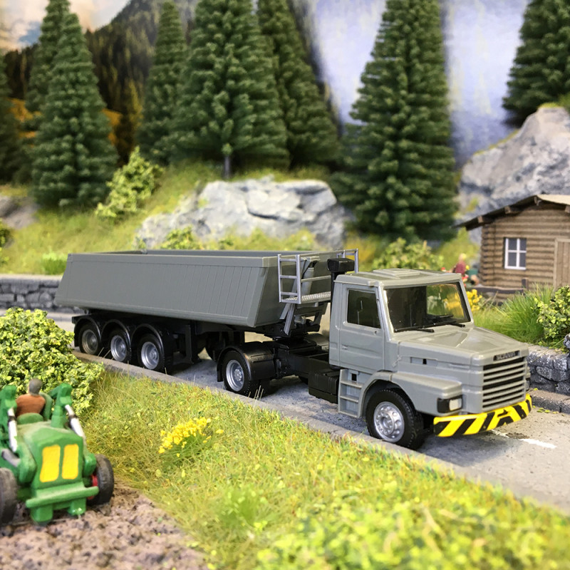 Semi-remorque benne Scania Hauber, gris - HERPA 319713 - HO 1/87