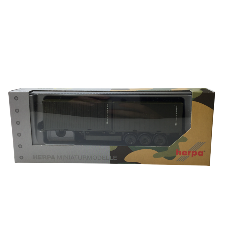 Remorque porte-conteneurs 3 essieux avec 2x20 pieds, Bundeswehr - HERPA 747240 - HO 1/87