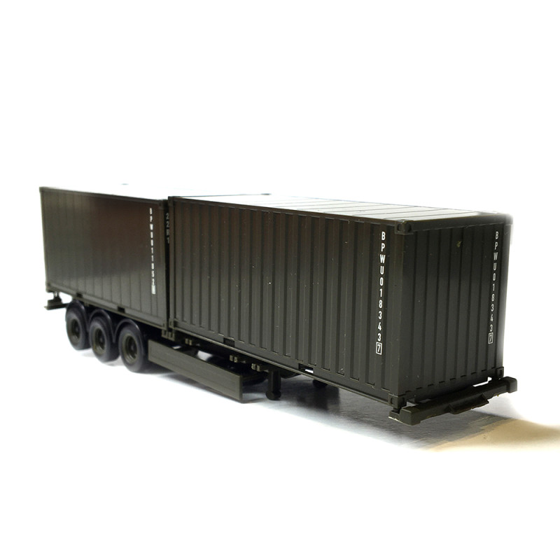 Remorque porte-conteneurs 3 essieux avec 2x20 pieds, Bundeswehr - HERPA 747240 - HO 1/87
