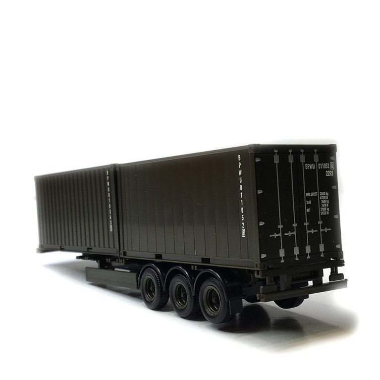 Remorque porte-conteneurs 3 essieux avec 2x20 pieds, Bundeswehr - HERPA 747240 - HO 1/87