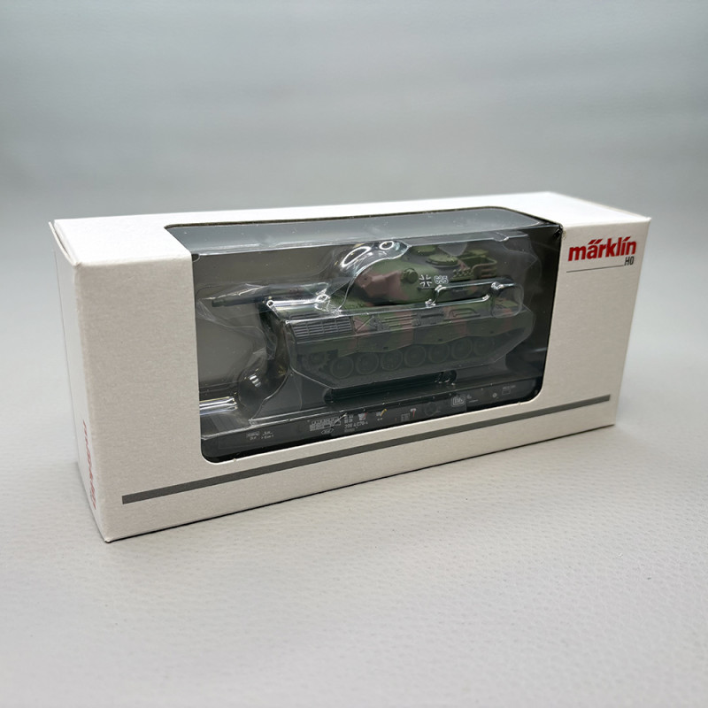 Wagon plat Rlmmps, transport lourd, avec char Leopard 1A1, DB - MARKLIN 48878